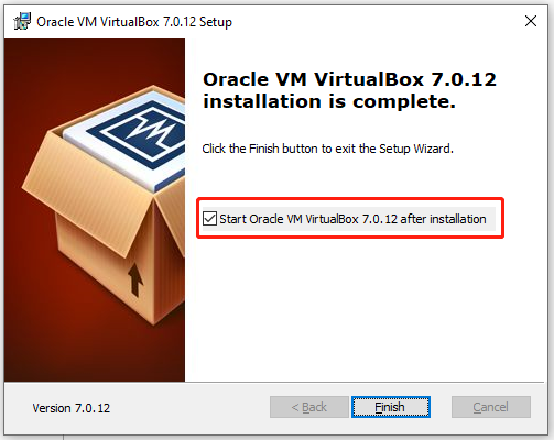 start Oracle VM VirtualBox