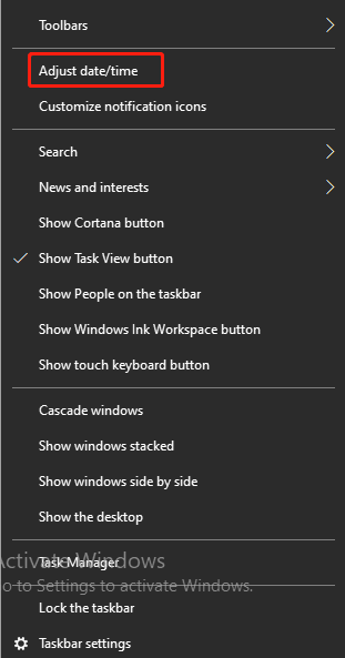 click Adjust date and time