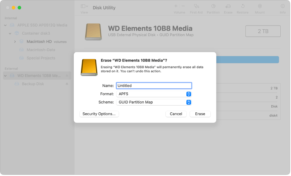 macOS format a hard drive