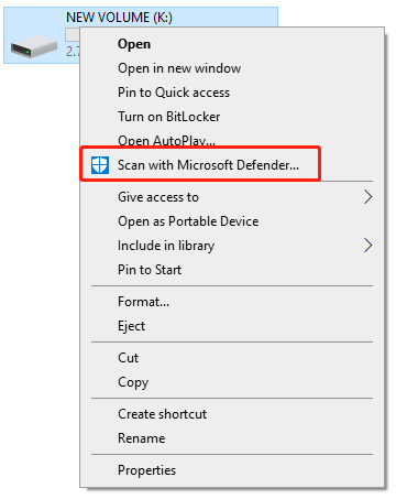 select Scan with Microsoft Defender