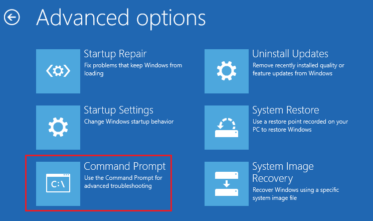 Open Command Prompt in WinRE