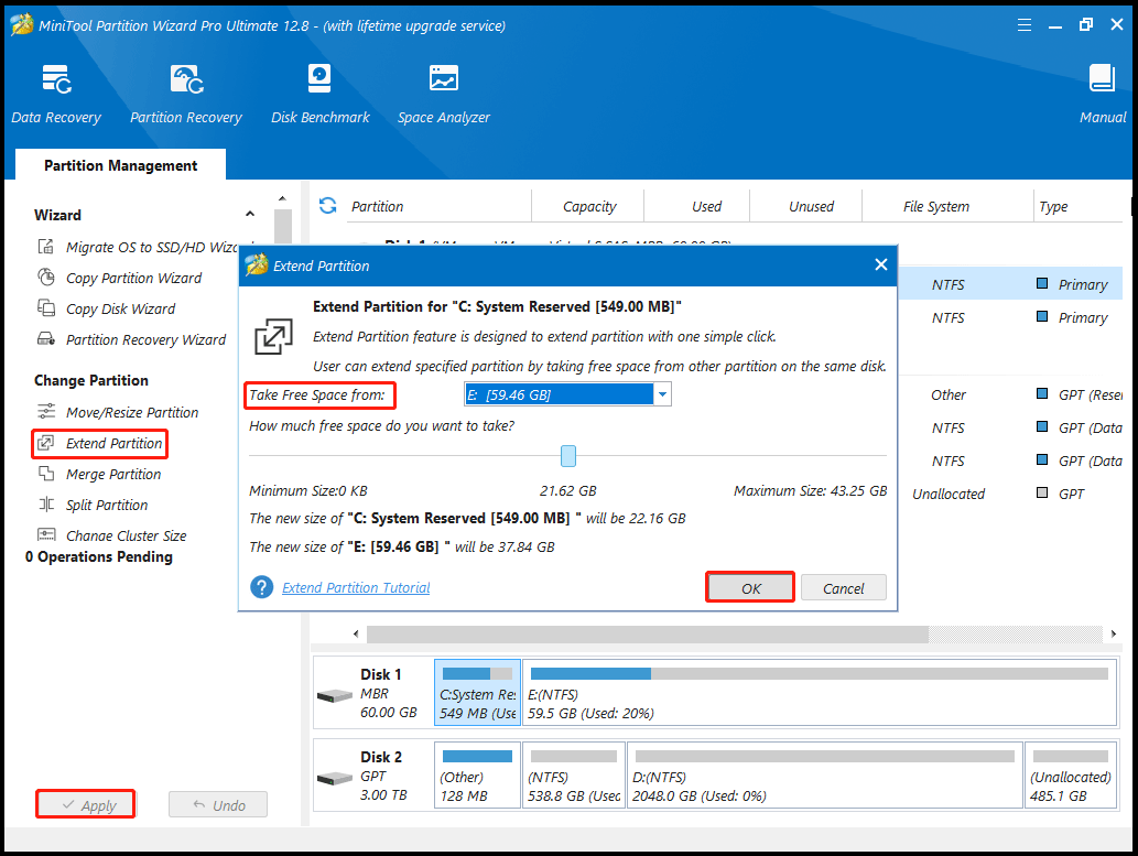 extend the C partition