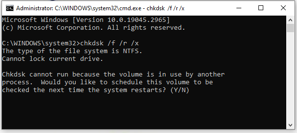 run CHKDSK in CMD