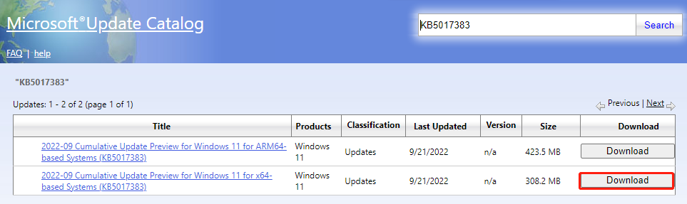 install KB5017383 manually