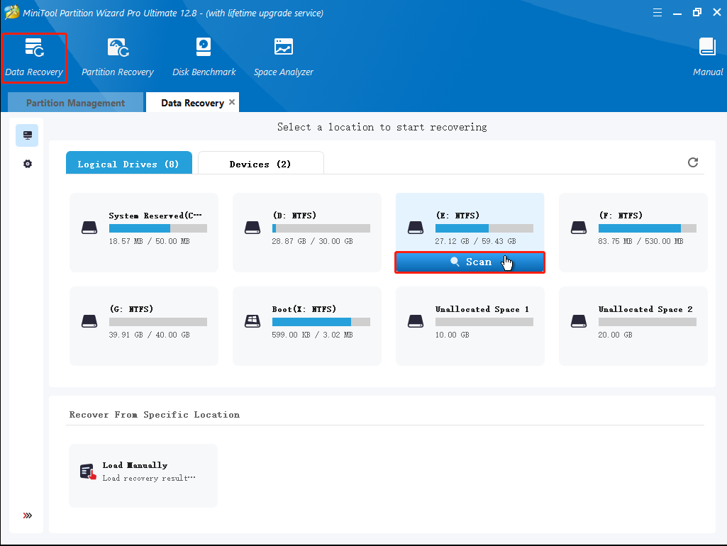 Scan the target partition