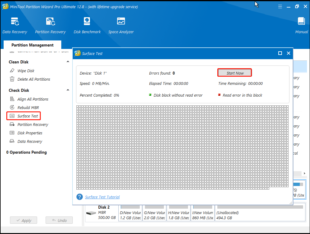 check bad blocking using MiniTool