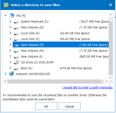 click OK to save data