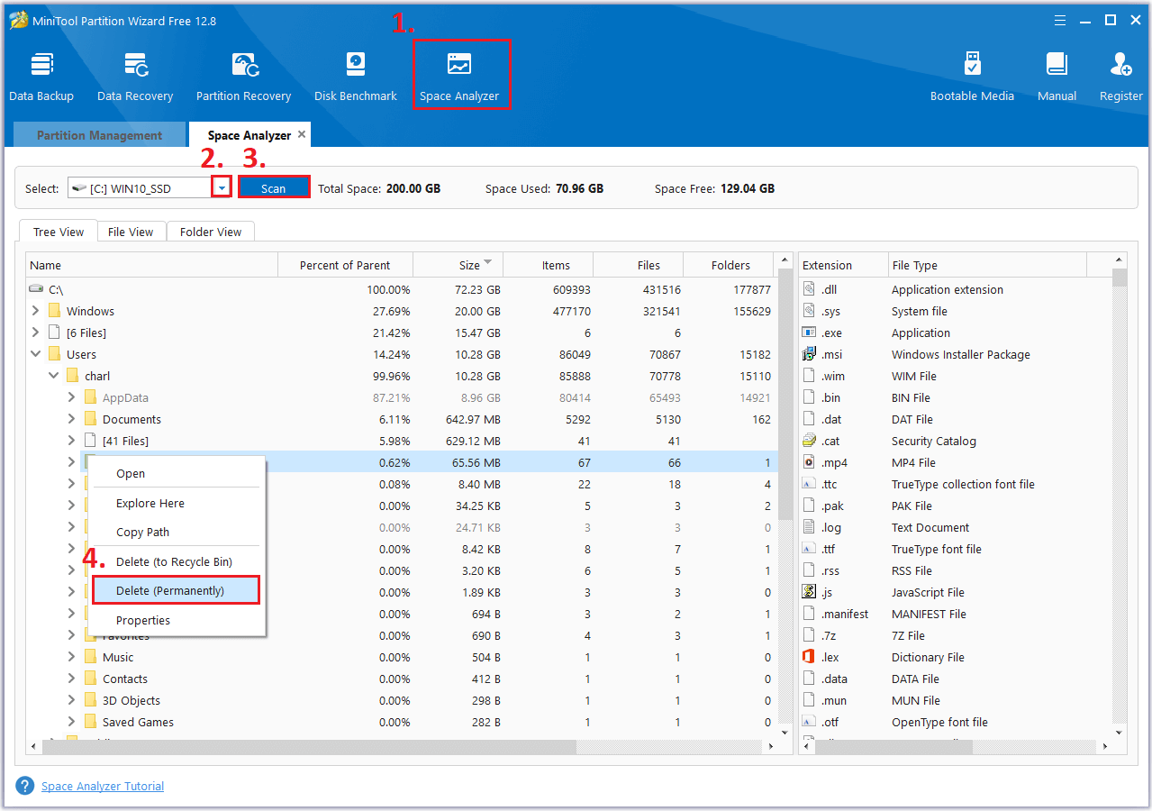 use the Space Analyzer feature