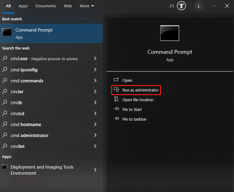 run Command Prompt as administrator