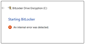 BitLocker an internal error was detected