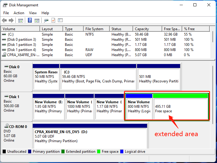 extend partition on Disk Management