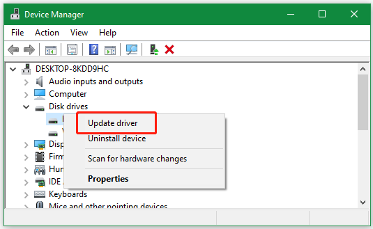 select Update driver