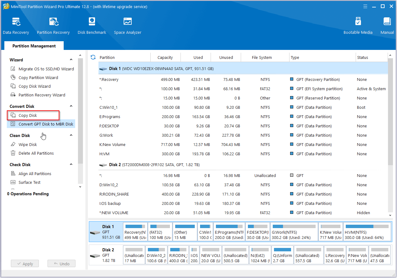 select Copy Disk from the action panel