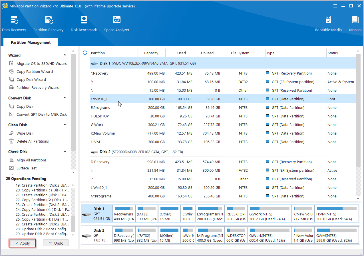 click Apply to execute disk cloning