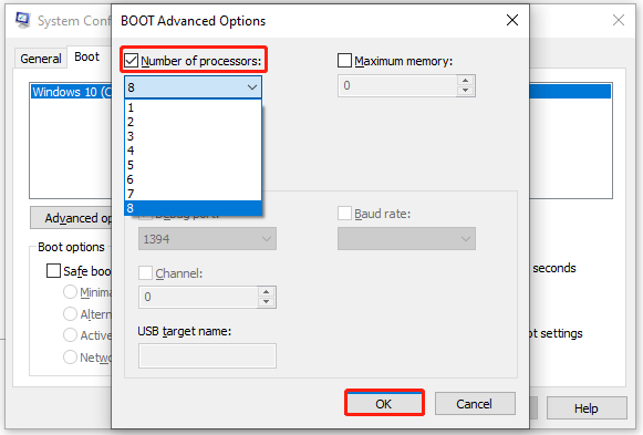 choose the number of processors to use