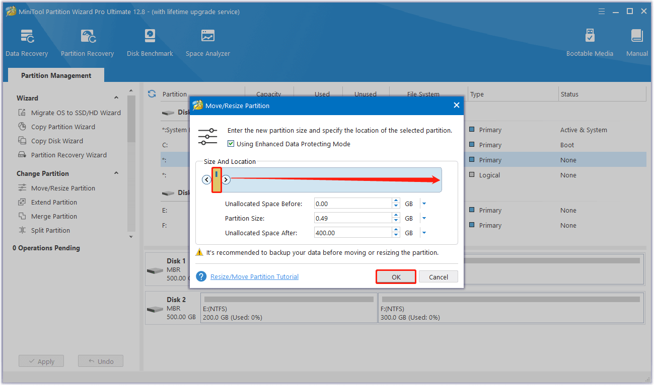 move the unallocated space to the side of C drive