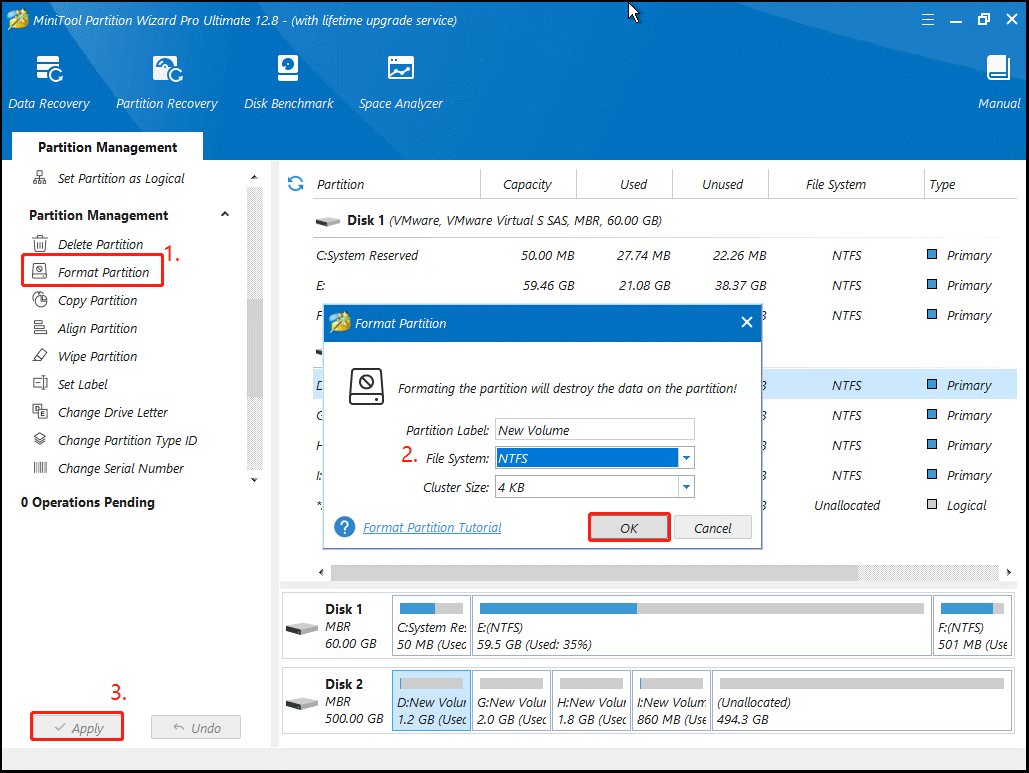 format partition using MiniTool