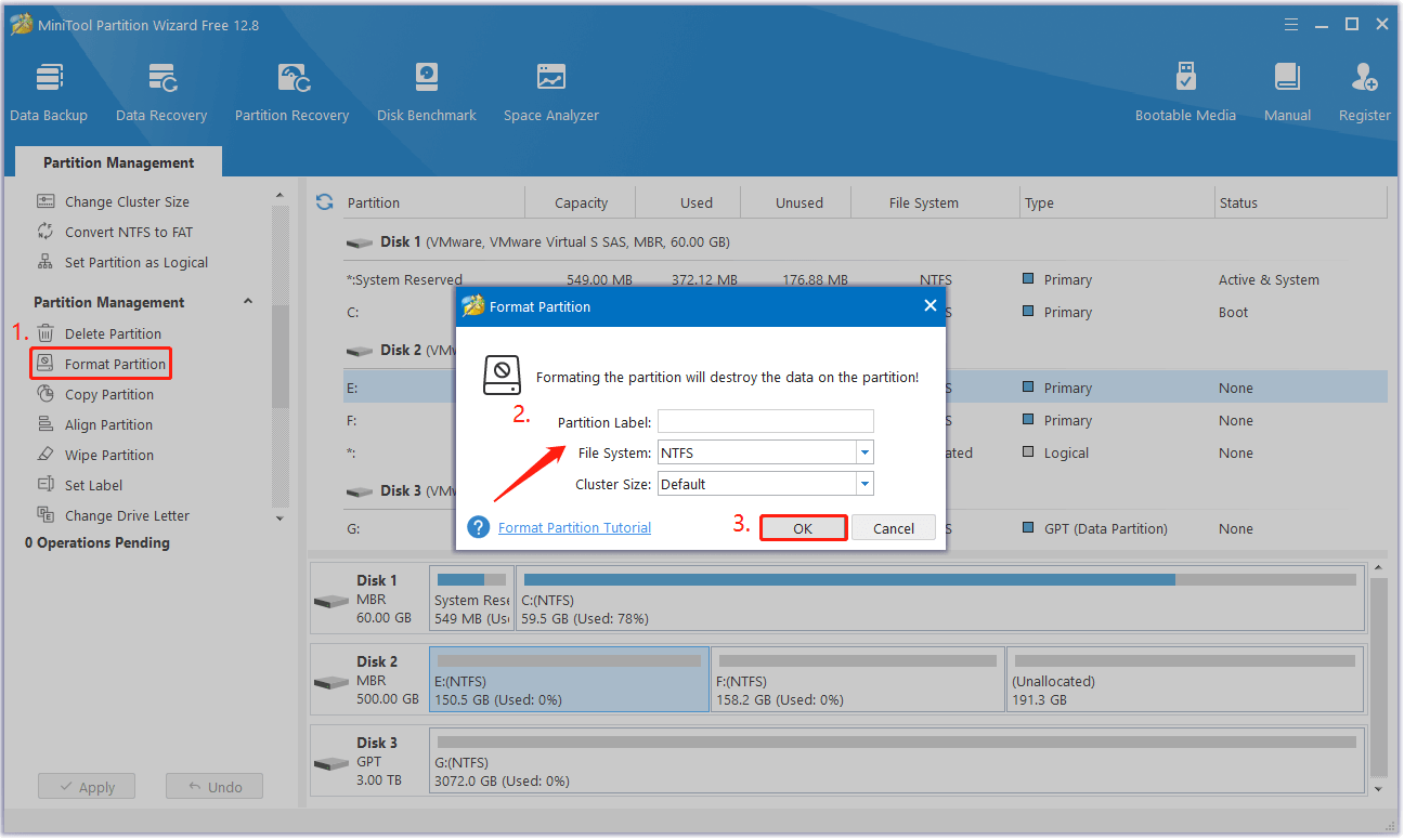 format the partition