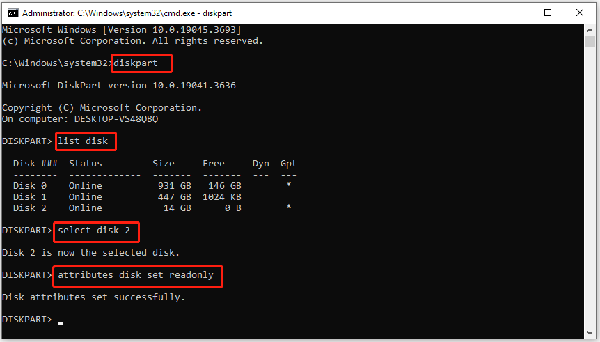 set disk or partition read only