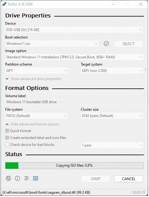 create Windows 11 bootable USB using Rufus