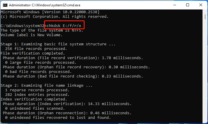 check USB errors using CHKDSK