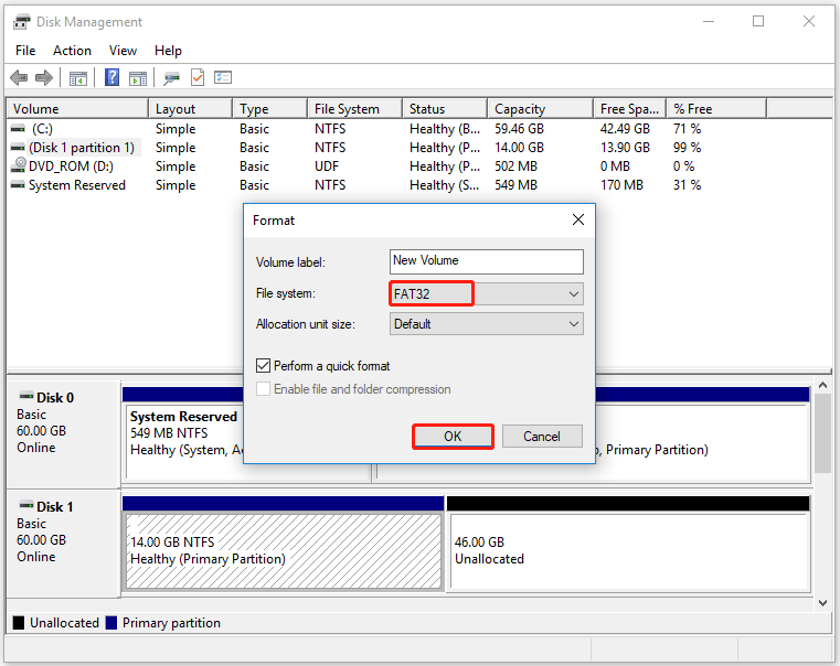 format external hard drive using Disk Management