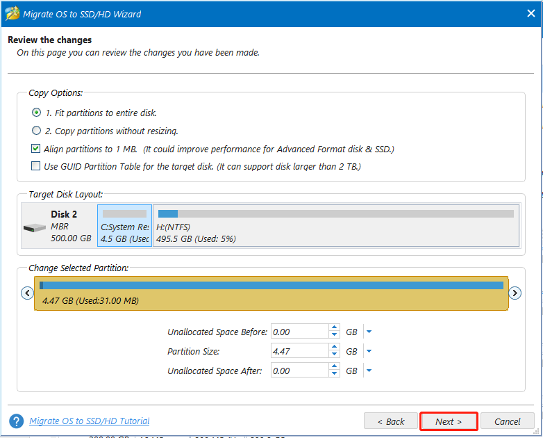 confirm copy options