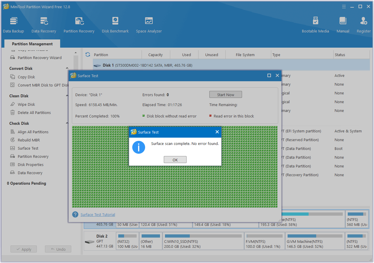 the result of Surface Test