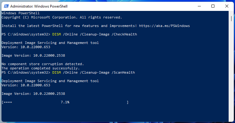 run DISM in PowerShell