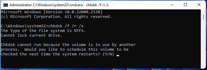 run CHKDSK in CMD