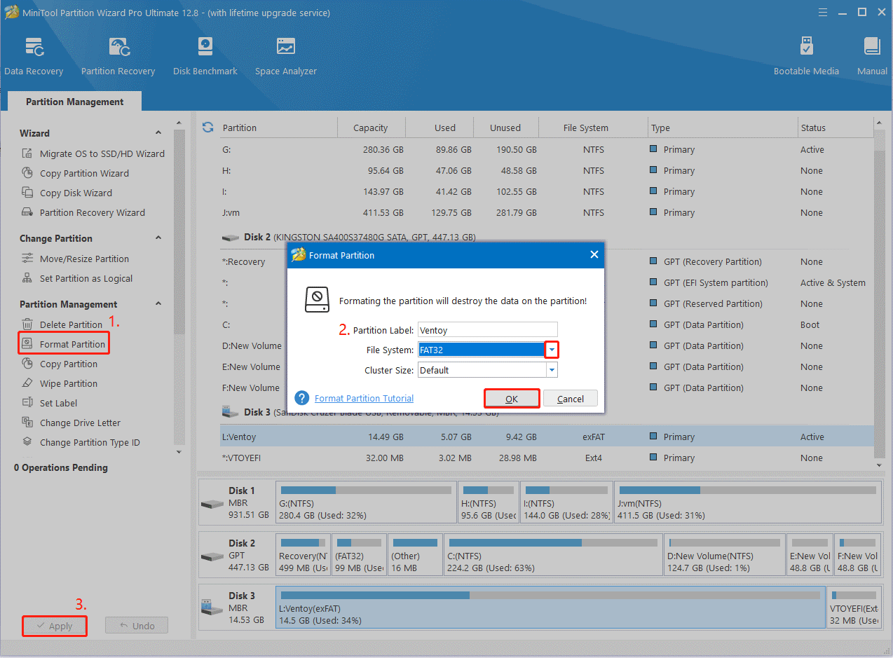 format a drive using MiniTool