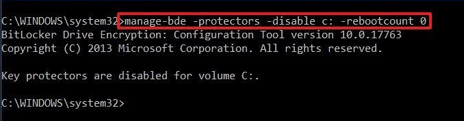 suspend BitLocker in CMD