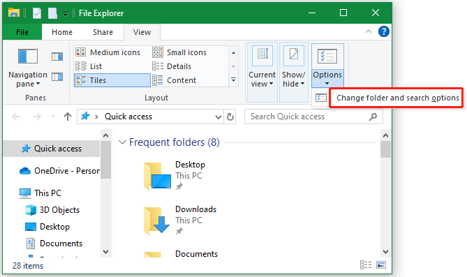 select Change folder and search options