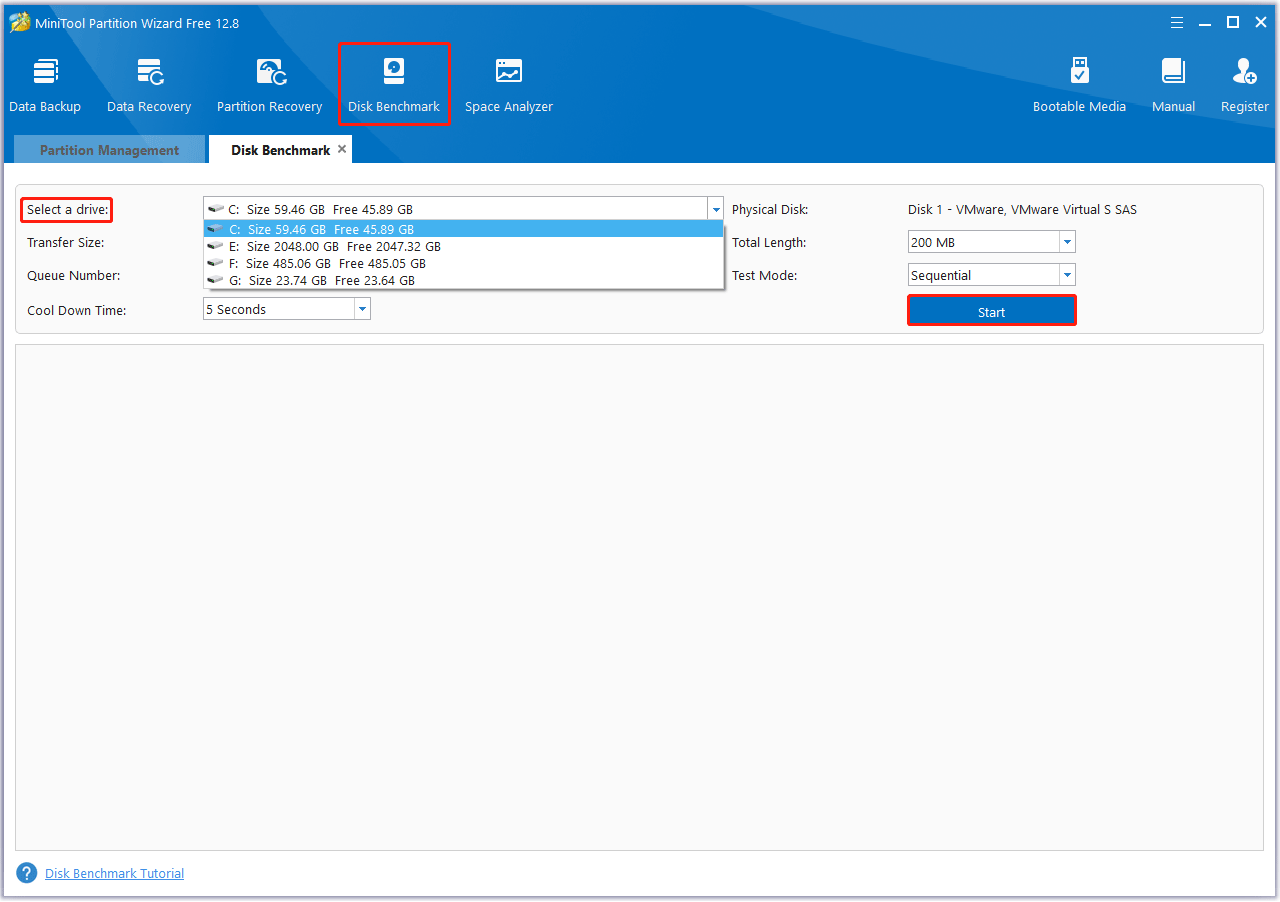 benchmark a hard drive with MiniTool Partition Wizard