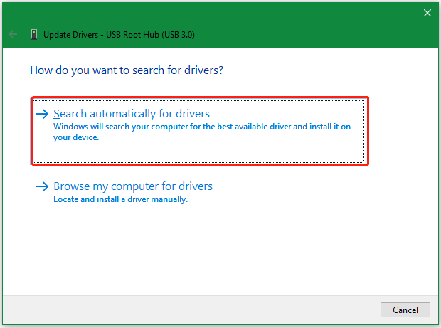 select Search automatically for drivers