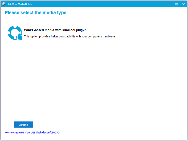 select a media type in the Partition Wizard