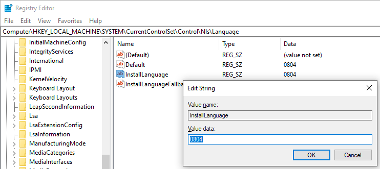 change install language value