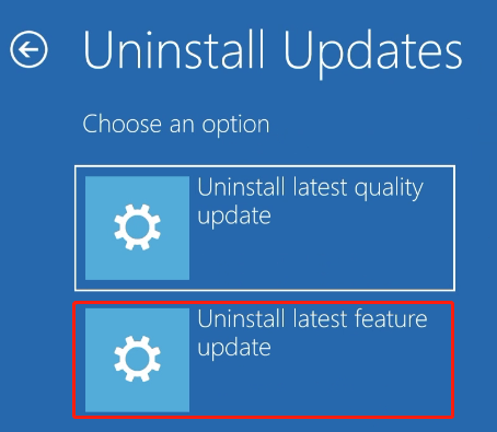 click Uninstall latest feature update