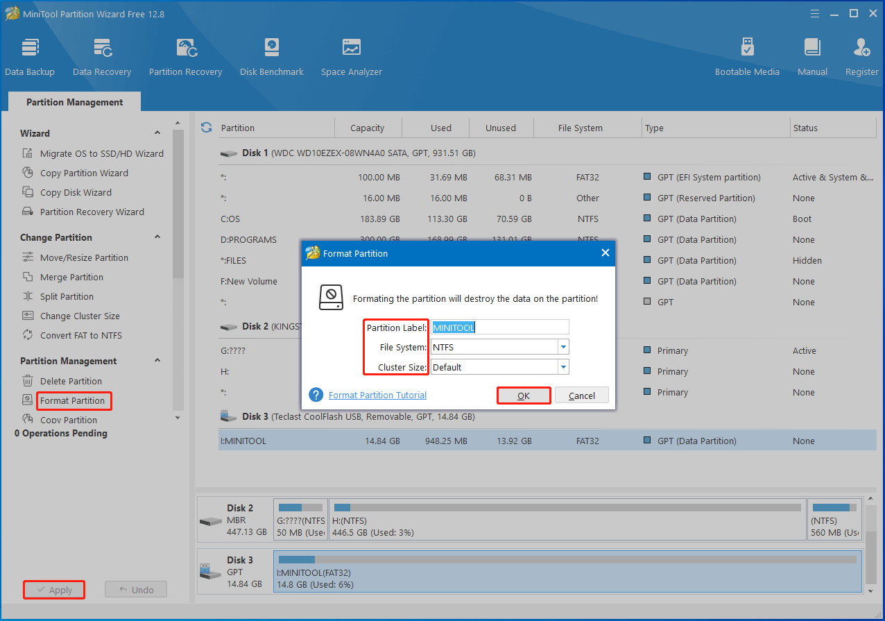 format the USB drive