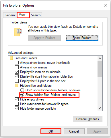show hidden files folders and drivers