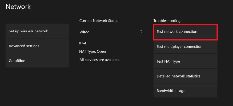 Test network connection