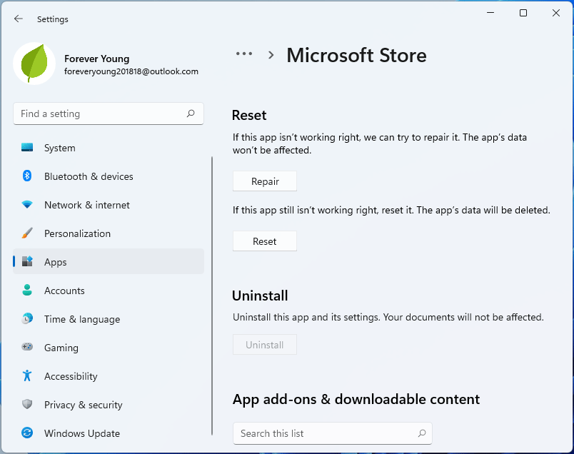 reset Microsoft Store