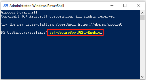 use Windows PowerShell to enable Secure Boot