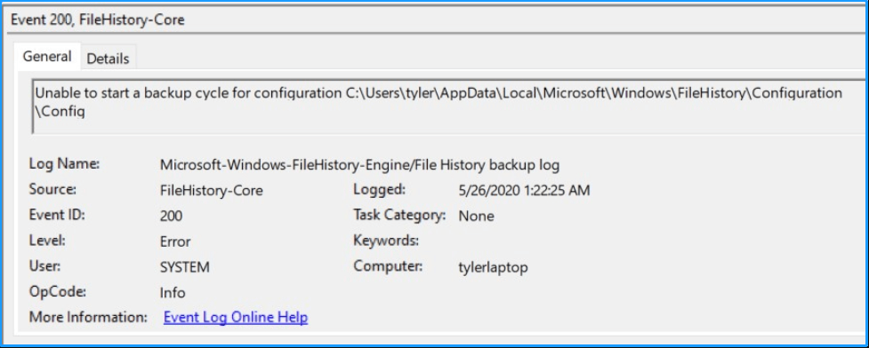 File History error 200