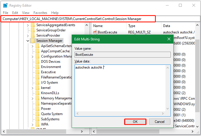 cancel CHKDSK using Registry Editor