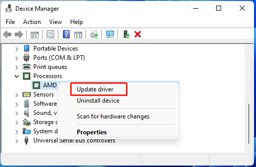 select Update driver