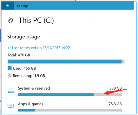 System and Reserved files taking too much space