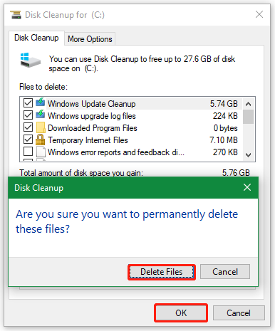 run Disk Cleanup to delete system files