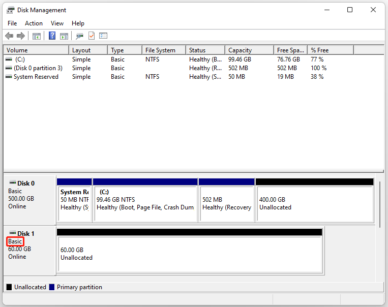 convert dynamic disk to basic