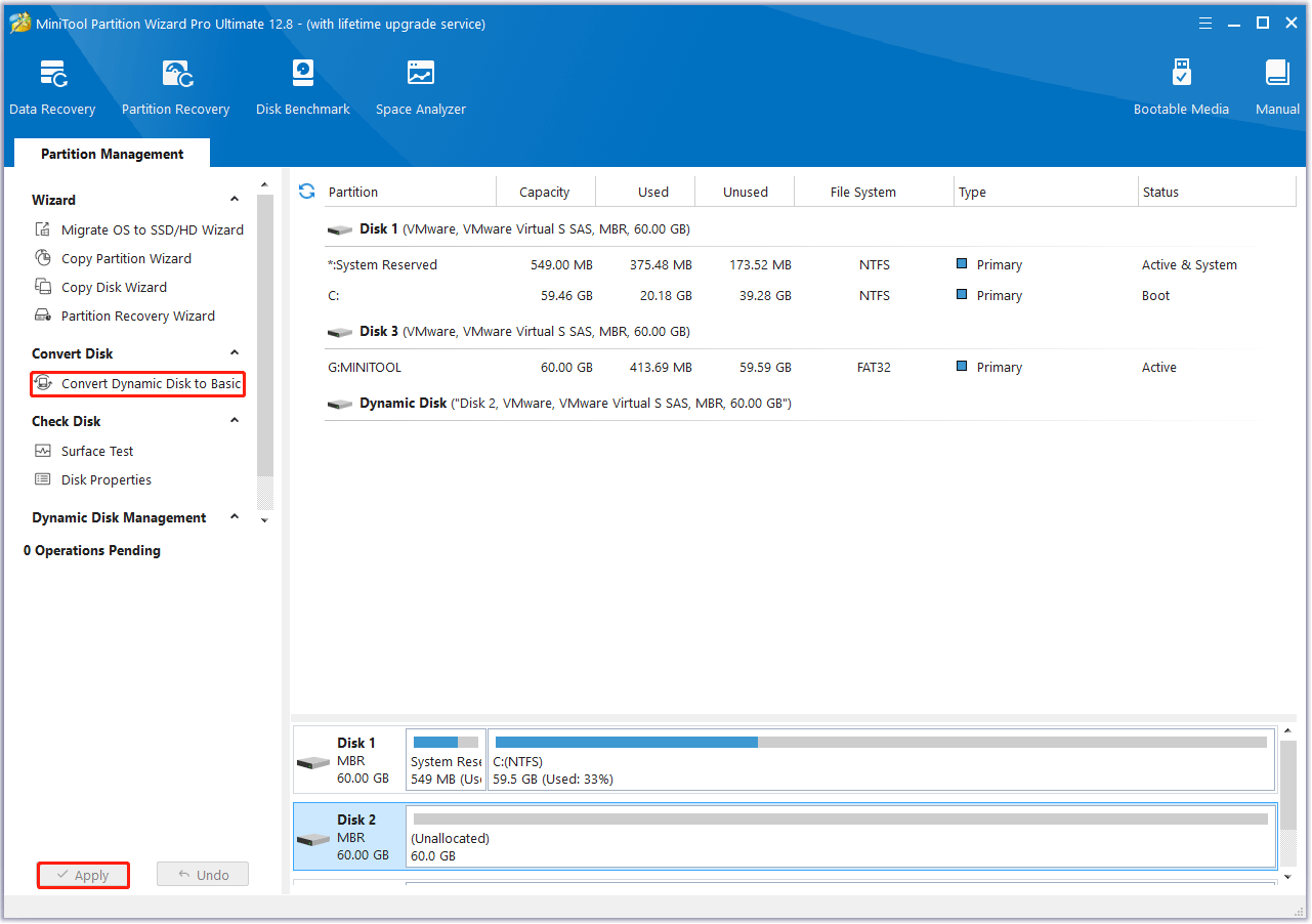 convert dynamic disk to basic